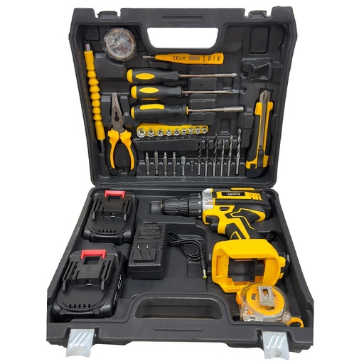 [21766] TALADRO ATORNILLADOR INALAMBRICO 3/8 21V  40N.M INCLUYE 2 BATERIAS, CARGADOR Y 48 PCS UDUKE (HT3388)